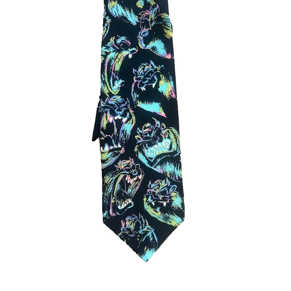 Looney Tunes Tie Tasmanian Devil Taz Vintage 1996 100% Silk Necktie Warner Bros